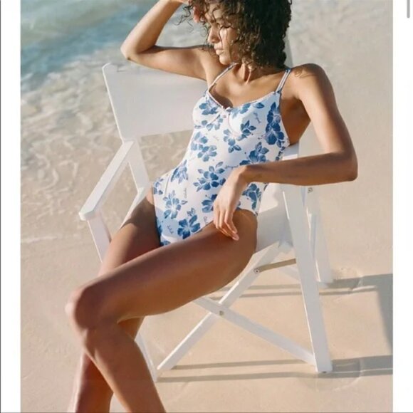New Solid & Striped Taylor Bow Embellished Aloha Floral Print Swimsuit Large - Picture 6 of 17